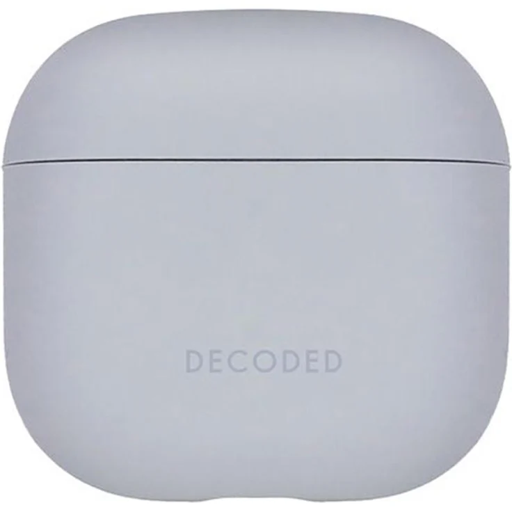 Decoded Silicone Aircase, Silikonhülle für AirPods 4 mit Hybridkonstruktion, grau, schützende Kopfhörertasche mit Zugang zum Ladeanschluss und durchsichtiger LED-Anzeige