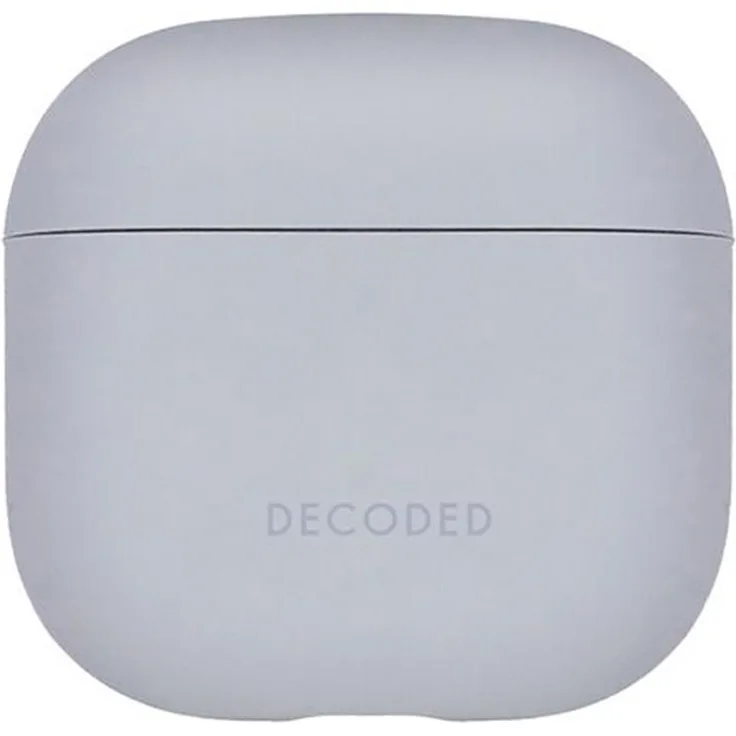 Decoded Silicone Aircase, Silikonhülle für AirPods 4 mit Hybridkonstruktion, grau, schützende Kopfhörertasche mit Zugang zum Ladeanschluss und durchsichtiger LED-Anzeige