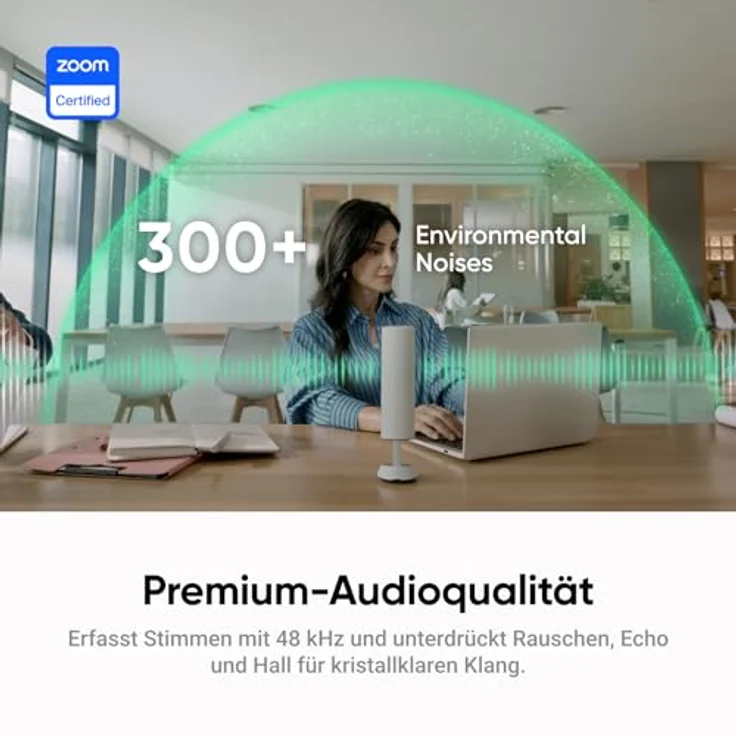 Insta360 Wave Graphitschwarz, KI-Freisprecheinrichtung mit 8 Noise-Cancelling-Mikrofonen, Bluetooth, KI-Transkription in 99 Sprachen, 32 GB Speicher, Meeting-Assistent – Bild 3