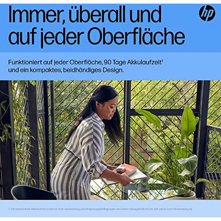 HP 710 Maus | wiederaufladbar via USB-C | 6 Tasten | 3.000 dpi | geräuschlos | bis zu 90 Tage Akkulaufzeit | 2,4-GHz-Dongle oder Bluetooth | 84 g | Schwarz - Preisvergleich – Bild 2