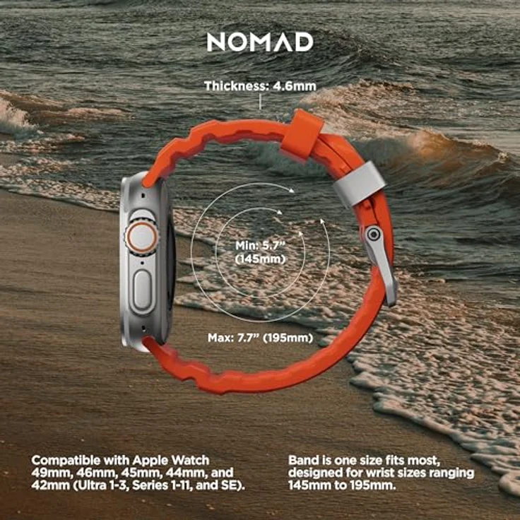 NOMAD Rocky Point Band für Apple Watch 42/44/45/49 mm, wasserfestes und leistungsstarkes Uhrenarmband mit Magma Connector Natural – Bild 4
