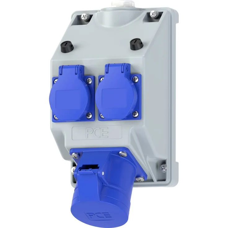 PC Electric 16082352 Steckdosen-Verteiler, Grau-Blau, 2x CEE 7/3 und CEE 7/4
