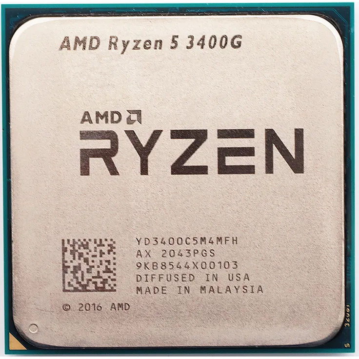 AMD Ryzen 5 3400G 4,2GHz AM4 6MB Cache Tray (YD3400C5M4MFH) Quad-core Prozessor mit Radeon Vega 11 Graphics, 3.7GHz Taktrate, 65W TDP, OEM