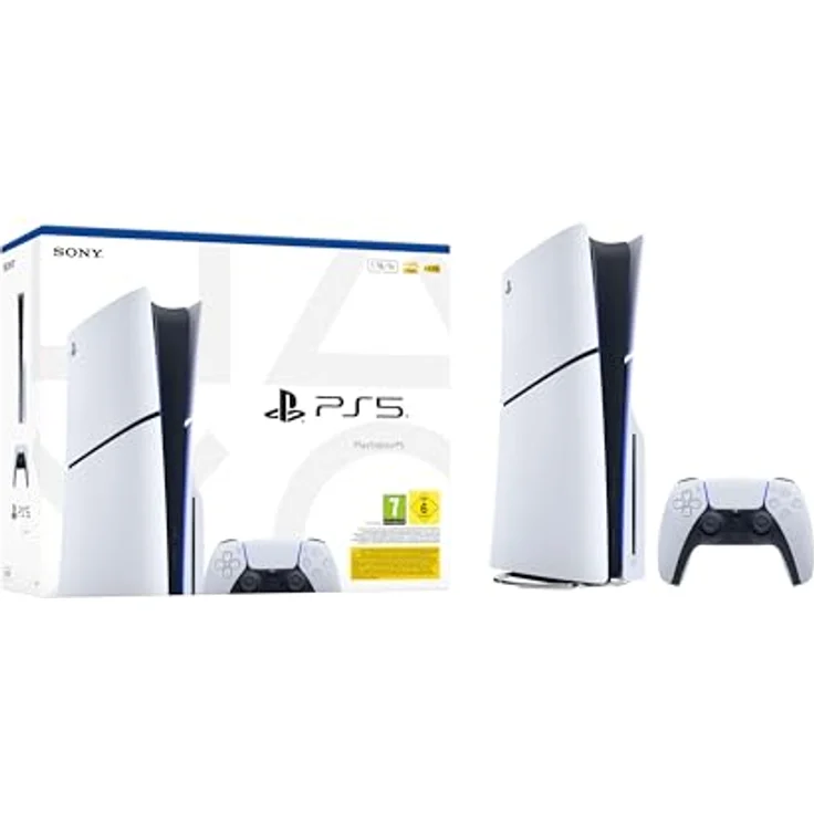 Sony Playstation 5 Slim Disc Edition, Spielkonsole mit ultraschneller SSD, haptischem Feedback und 3D-Audio, Schwarz-Weiß – Bild 3