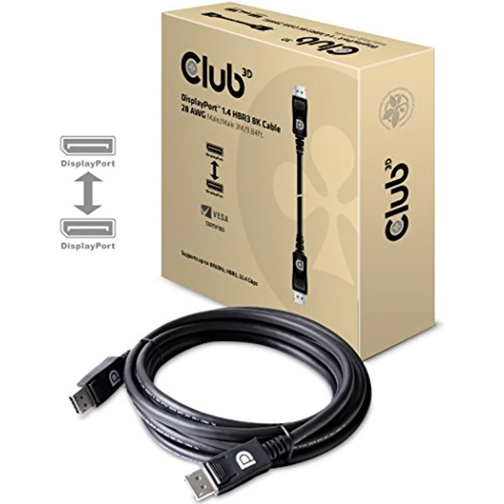 Club 3D CAC-1060 DisplayPort 1.4 HBR3 8K Kabel Schwarz - Preisvergleich – Bild 2