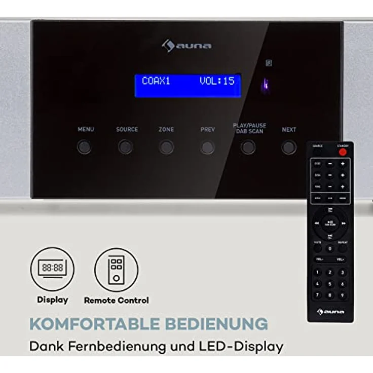 Auna AMP-4000 DAB, Hifi-Stereo-Verstärker mit DAB+ Radiofunktion, USB-Slot und Bluetooth Verbindung, Schwarz – Bild 5