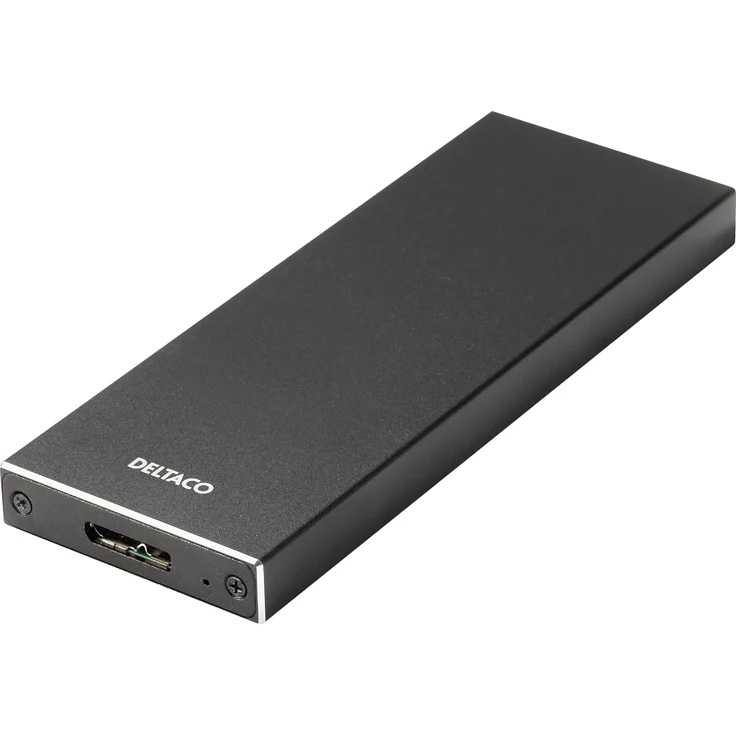 Deltaco MAP-K16N, externes HDD M.2 Gehäuse, USB 3.1 Gen 1, SATA III, Aluminium, Schwarz