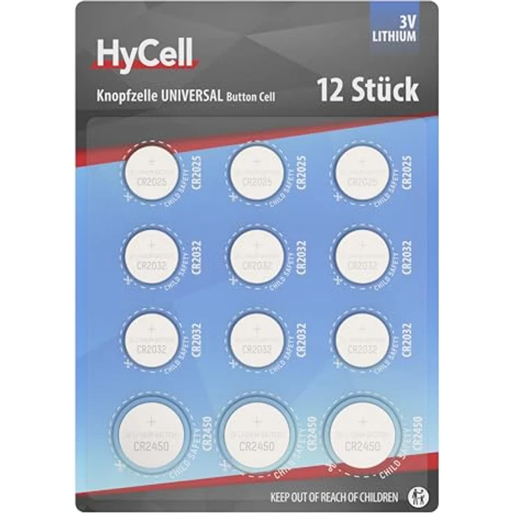 HyCell Set Lithium Knopfzellen, 3x CR025 / 6x CR2032 / 3x CR2450, zuverlässige Energiequelle für vielseitige Anwendungen – Bild 1