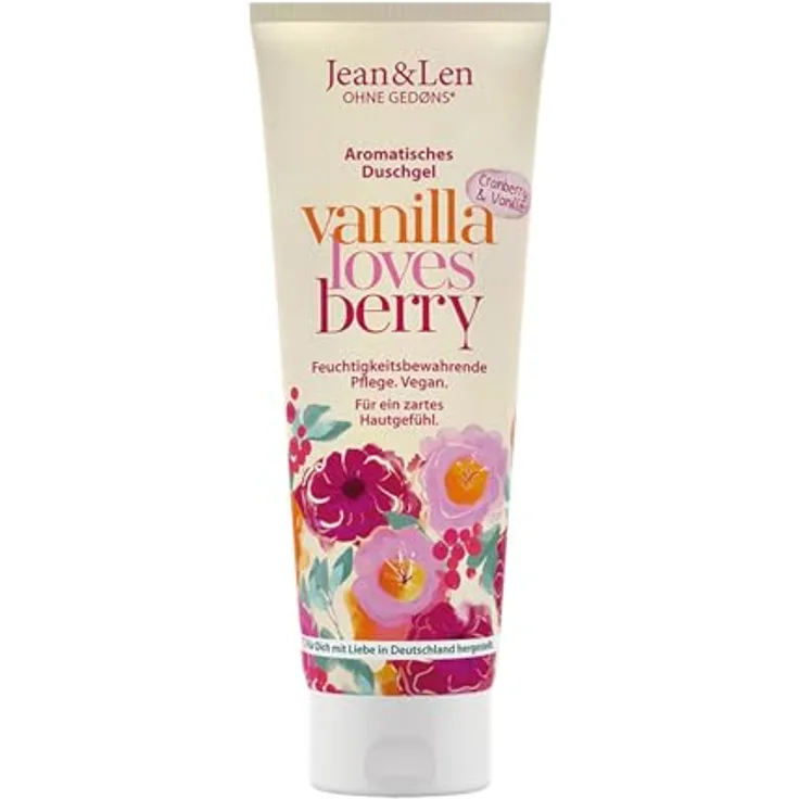 Jean & Len Duschgel Cranberry & Vanille, pH-hautideal, belebendes Duscherlebnis, veganes Duschgel, 250 ml