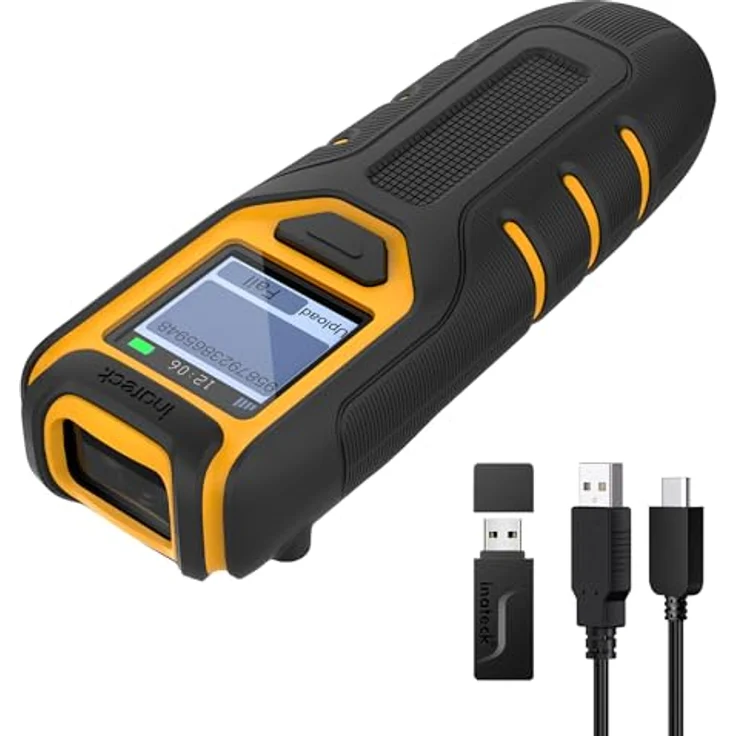 Inateck BCST-49, Kabelloser Bluetooth Barcode Scanner mit 1,4 Zoll TFT-Display, Tragbar, 2,4 GHz, App und SDK, hohe Batteriekapazität – Bild 1