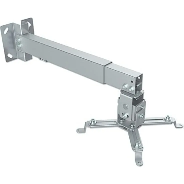 Techly Universal Beamer Projektor Wandhalterung, ausziehbar 43-65 cm, max. 20 kg, neigbar ±15°, schwenkbar ±8°, Silber
