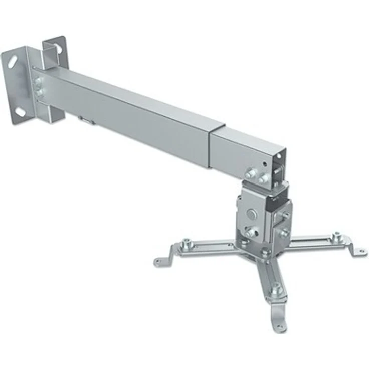 Techly Universal Beamer Projektor Wandhalterung, ausziehbar 43-65 cm, max. 20 kg, neigbar ±15°, schwenkbar ±8°, Silber