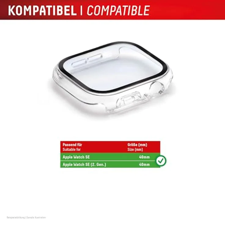 Displex 10H Panzerglas für Apple Watch SE(2/3) (40mm), Full Body Schutz, IP68 Wasserdicht, transparent, Snap-On Montage, Premium All-in-One-Protector – Bild 4