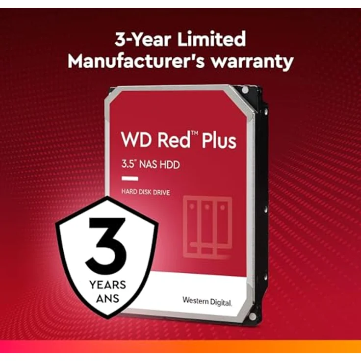 Western Digital HDD WD Red Plus WD40EFZZ 4TB, NAS-optimierte interne Festplatte mit 128MB Cache, SATA III, CMR – Bild 2