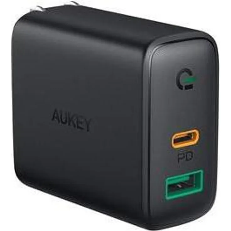 Aukey Focus Duo Black Indoor, 30 W USB Ladegerät mit Power Delivery, Schwarz