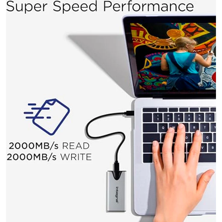 Integral SlimXpress Pro 1TB USB-C 3.2 Gen 2x2 Solid-State-Laufwerk – 2000MB/s Lesegeschwindigkeit & Schreibgeschwindigkeit. Kompaktes Design mit Plug & Play. Kompatibel mit Mac, PC, Android und mehr – Bild 3