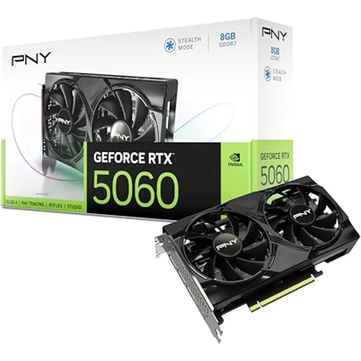 PNY GeForce RTX 5060, 8 GB GDDR7, 128 Bit, 7680 x 4320 Pixel, PCIe x8 5.0, NVIDIA G-SYNC, 3840 CUDA-Kerne – Bild 1