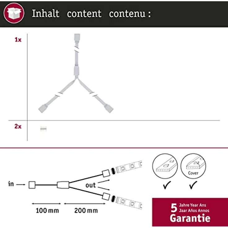 Paulmann 79813 Stripe MaxLED Y-Splitter 1 zu 2 Verteilung 30 cm max. 144 Watt Lichtband Weiß Lichtstreifen Kunststoff LED Band - Preisvergleich – Bild 5