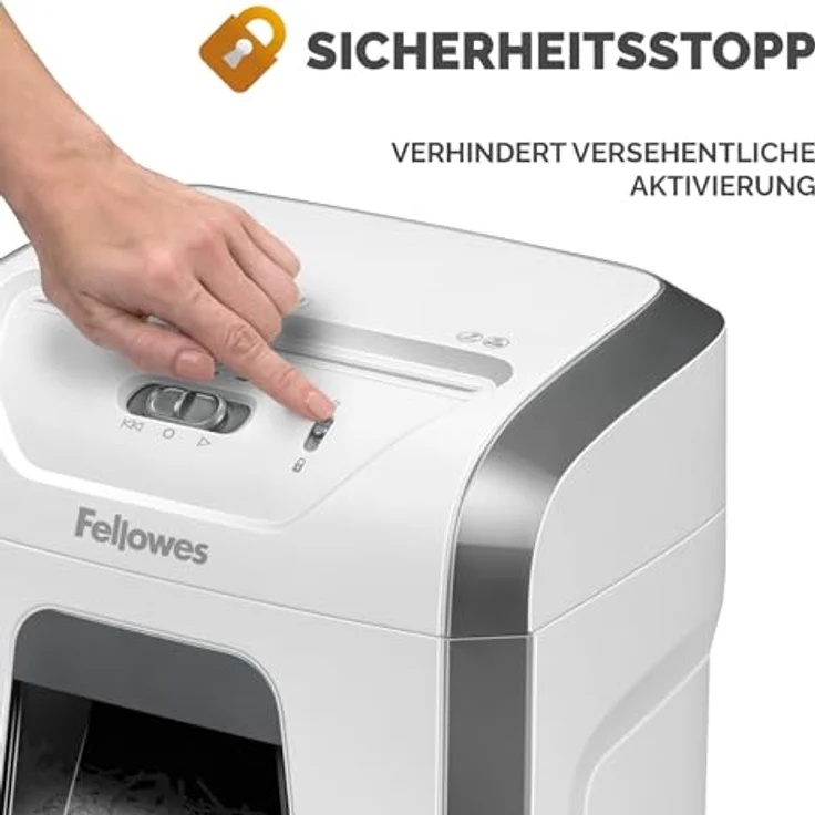 Fellowes Aktenvernichter Powershred 15C - 15 Blatt Querschnitt, 19L Auszugsbehälter, Hochsicherheitsstufe-P4, Weiß – Bild 4
