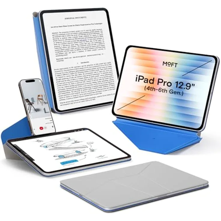 MOFT Dynamic Folio Hülle für iPad Pro 12,9" (6./5./4. Gen, 2022/2021/2020), über 20 einstellbare Winkel, ergonomisch, leicht und robust
