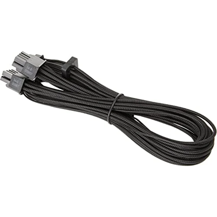 Corsair Premium 600W PCIe 5.0 / Gen 5 12VHPWR-Netzteilkabel – Passend für Typ-4-Netzteile über Zwei 8-Pin-PCIe-Anschlüsse – 12+4-Pin-Stecker – Mesh-Paracord-Ummantelung – Schwarz – Bild 1