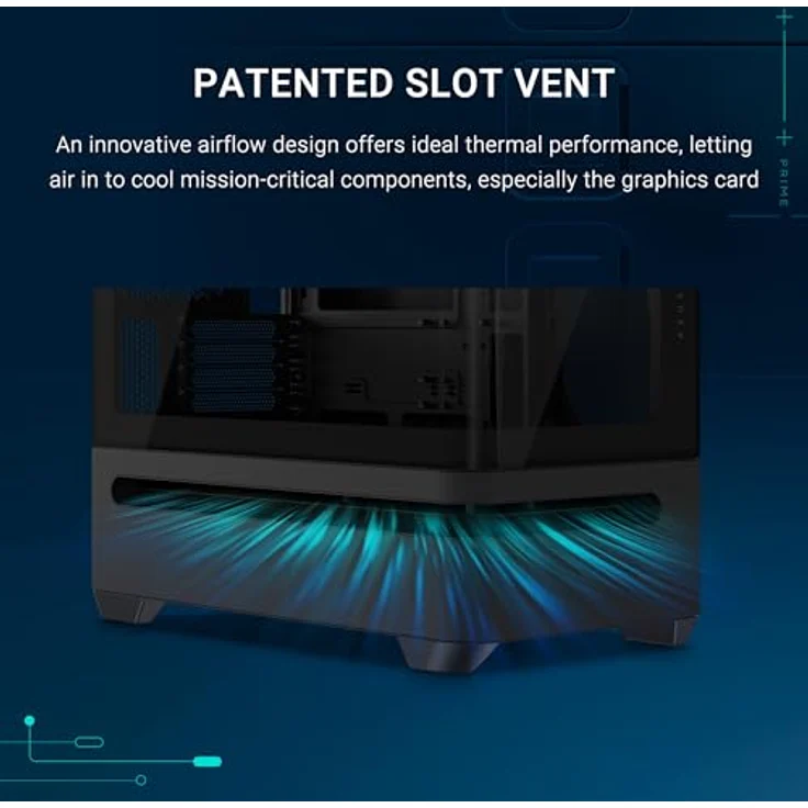 ASUS Prime AP202 ARGB (Schwarz), mATX PC-Gehäuse mit gehärtetem gebogenem Glas, 3 integrierten ARGB-Lüftern und Unterstützung für Grafikkarten bis 420 mm – Bild 3