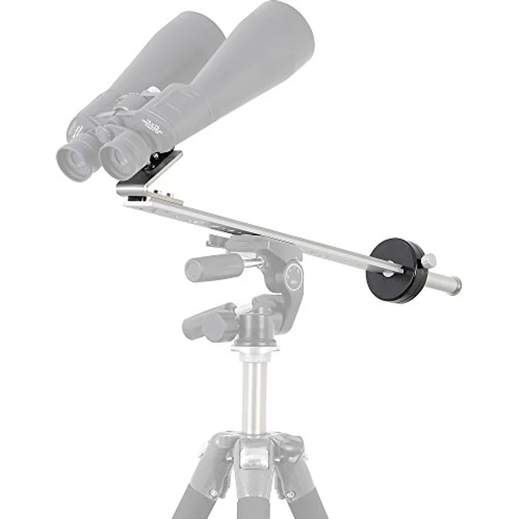 Omegon Fernglasmontierung mit Gegengewicht, stabile L-Schiene und 45° Fernglashalter, schwarz – Bild 1