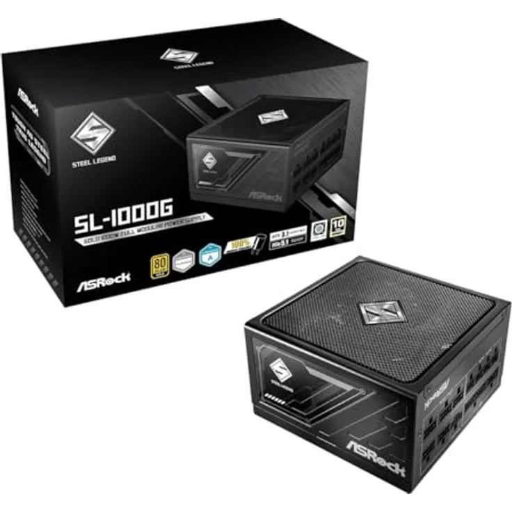 ASRock Steel Legend PC-Netzteil, 1000W, ATX, 80+ Gold-Zertifizierung, hocheffiziente Stromversorgung