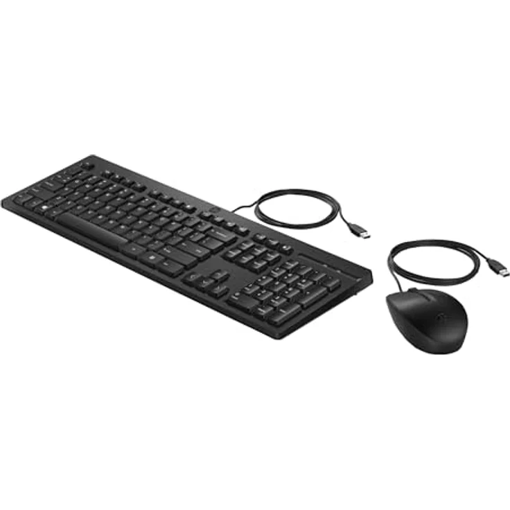 HP 225 Tastatur-und-Maus-Set, 100% Full Size, USB, QWERTZ, Deutsch, Schwarz – Bild 1