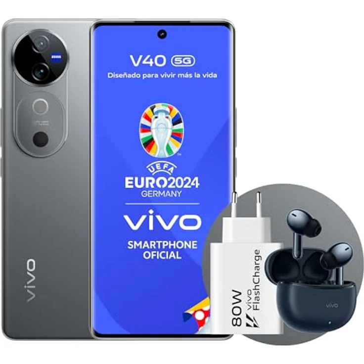 VIVO V40 5G Smartphone, 12 GB RAM + 512 GB ROM, 17,9 cm (6,78 Zoll) AMOLED-Display, ZEISS 50-MP-Kamera, Silver – Bild 1