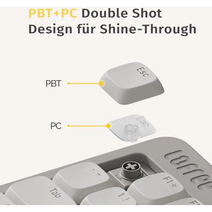 LOFREE Flow Lite 84 Tasten Low Profile Mechanische Tastatur, Kabellos Bluetooth/2.4G/Kabel, Swappable mit Specter Linearen Switches, Wiederaufladbar, Marmor Grau – Bild 3