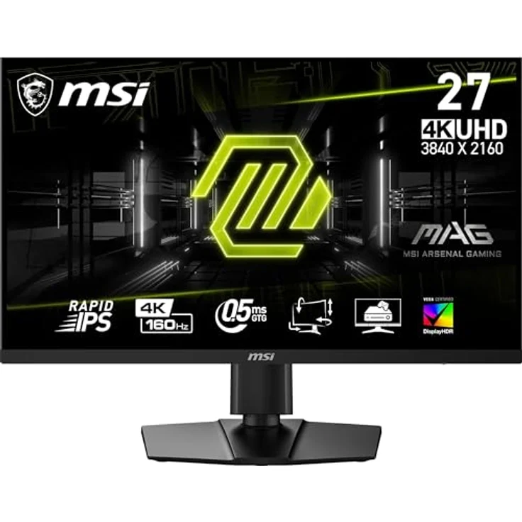MSI MAG 274UPF E2 27 Zoll UHD Gaming Monitor - Rapid IPS Panel, 160 Hz / 0.5ms, 133% sRGB Farbraum, VESA DisplayHDR 400 - DisplayPort 1.4a, HDMI, USB Typ-C – Bild 1