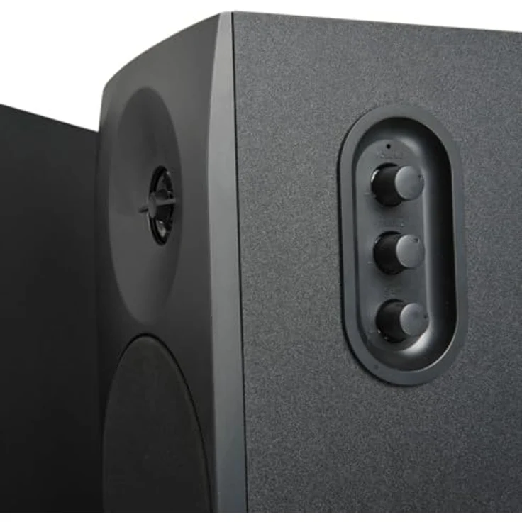 Woxter Dynamic Line 410 Black - 2.0 Stereo-Lautsprecher (mit 150W Leistung angetrieben, Holz, 4, Woofer, 2 Hochtöner, 3,5 mm, RCA, Bassreflex-Control (Lautstärke, Höhen, Bass), Farbe schwarz – Bild 8