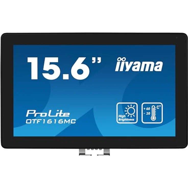 iiyama Prolite OTF1616MC-B1 15,6" VA LED-Monitor Full-HD Semi-Outdoor Open Frame 10 Punkt Multitouch kapazitiv 935 cd/m² VGA HDMI DP RJ45 IP65 7H Touch-durch-Glas Ant-Fingerprint, Schwarz – Bild 2