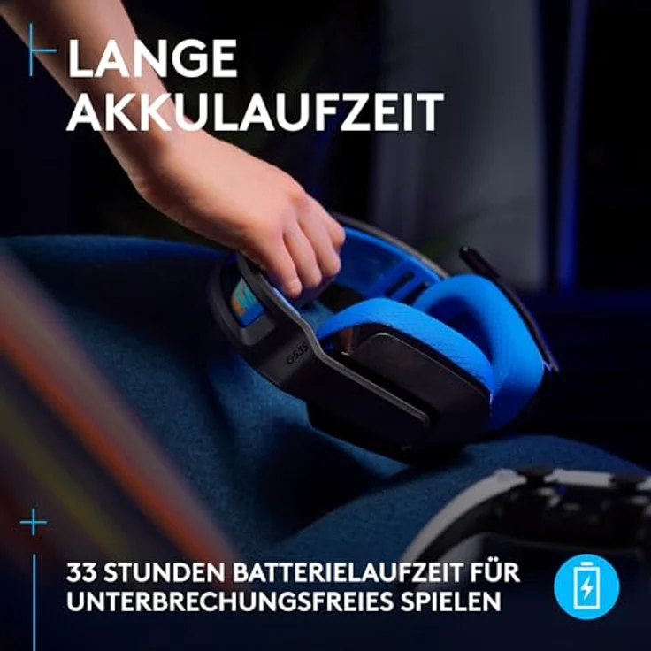 Logitech G G535 Lightspeed Wireless Gaming Headset - 33 Stunden Akkulaufzeit, PS5/PS4/PC kompatibel, Schwarz/Blau – Bild 3