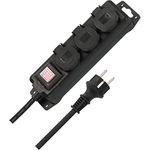 Brennenstuhl Steckdosenverteiler IP44 3-Fach (Outdoor Steckdosenleiste mit Schalter, 2m Kabel, selbstschließende Deckel, Mehrfachsteckdose für außen für den robusten und ständigen Einsatz im Freien)