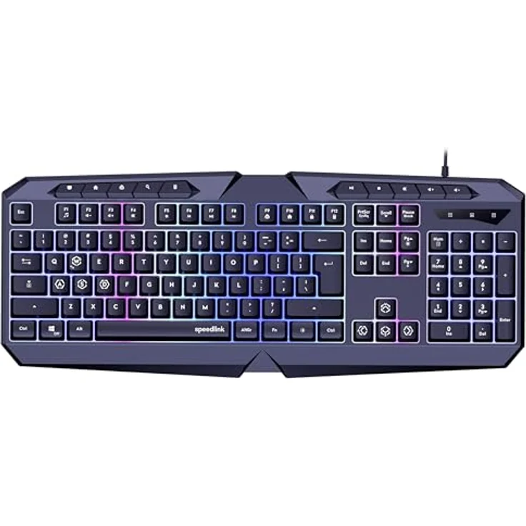 Speed-Link LUDICIUM RGB Rainbow - Gaming Tastatur mit 10 Extra-Tasten, Windows Key Lock und anpassbaren WASD-Tasten, schwarz – Bild 1