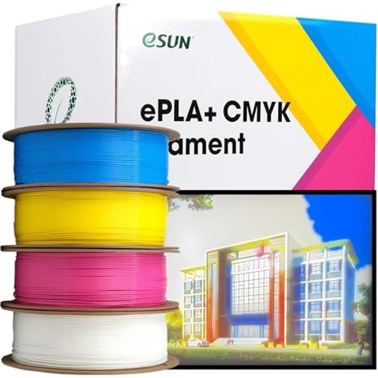eSUN ePLA+CMYK Filament 1.75mm, 4-Spulen Set in Cyan, Magenta, Gelb und Weiß, Hochgeschwindigkeits-PLA Plus für Lithophan-Modelle, Maßgenauigkeit +/- 0.03mm, 1KG – Bild 5