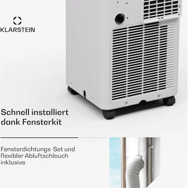 Klarstein Aero Smart Ring mobile Klimaanlage 7000 BTU, 3-in-1 Klimagerät mit Abluftschlauch, Luftentfeuchter & Ventilator, ideal für Räume bis 25 qm, inklusive Smart Control & Fernbedienung – Bild 5