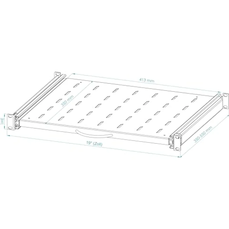 Stalflex Server Netzwerkschrank 19 Zoll 1U 350mm, Hochbelastbarer Stahl, Ausziehbares belüftetes Rackmontage Kragarmtablett, 19 Zoll Fachboden – Bild 4
