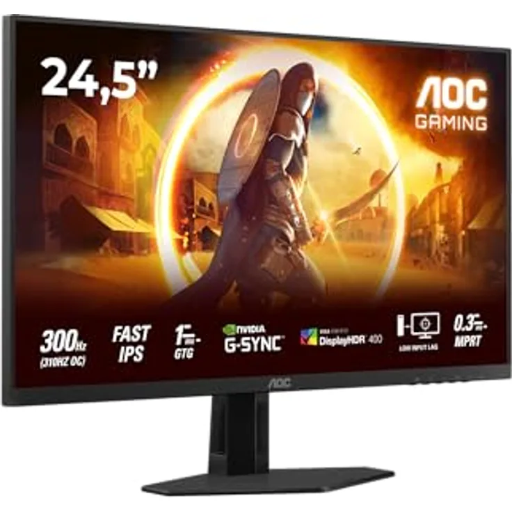 AOC Gaming 25G4SRE, 25 Zoll Full HD Monitor, 300 Hz, 1 ms, G-Sync kompatibel, HDR400, schwarz-rot