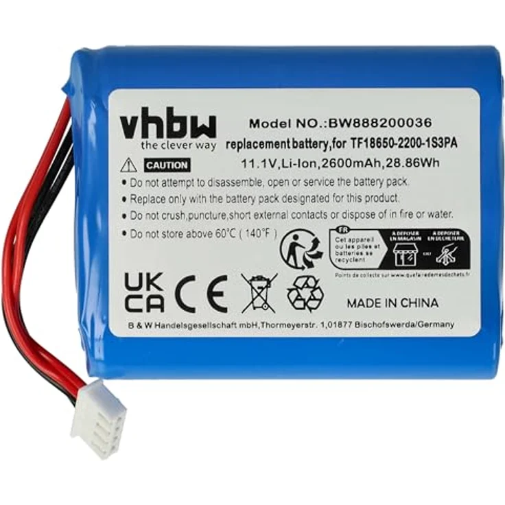 vhbw Akku passend für Marshall Stockwell Bluetooth Lautsprecher Box ersetzt TF18650-2200-1S3PA - (Li-Ion, 2600mAh, 11.1V) - Ersatzakku, Batterie – Bild 4