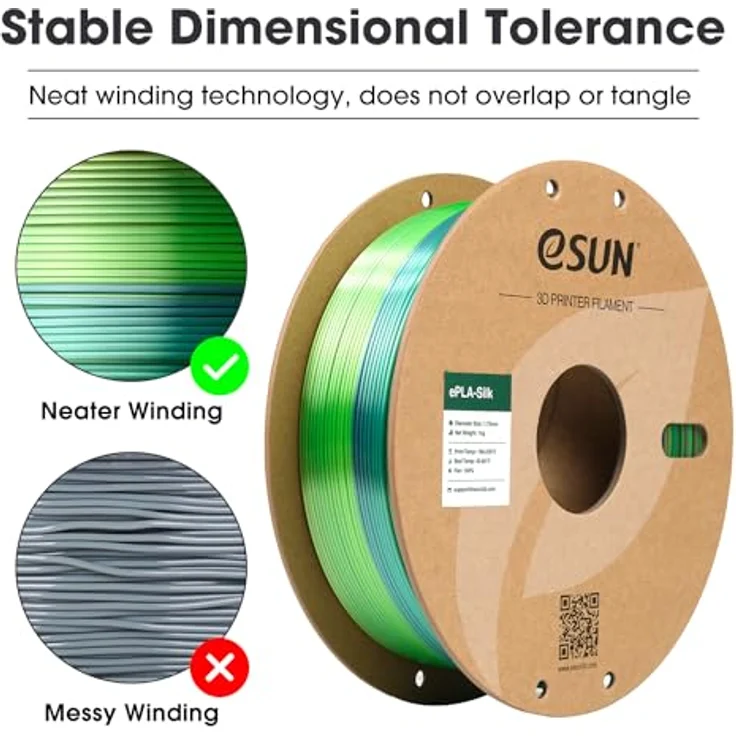 eSUN Silk Rainbow PLA Filament 1.75mm, Multicolored 3D Drucker Filament mit seidenartigem Glanz, 1KG Spule für 3D Drucker, wechselnde Regenbogenfarben – Bild 3