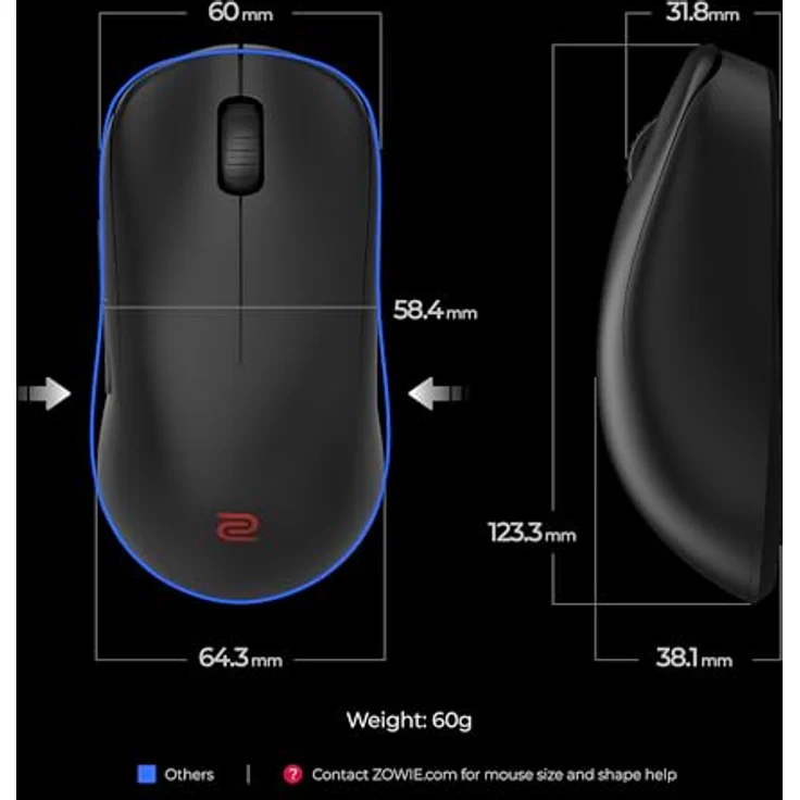 BenQ ZOWIE U2-DW, Kabellose Gaming-Maus mit optischem Sensor und 3200 DPI, schwarz – Bild 2
