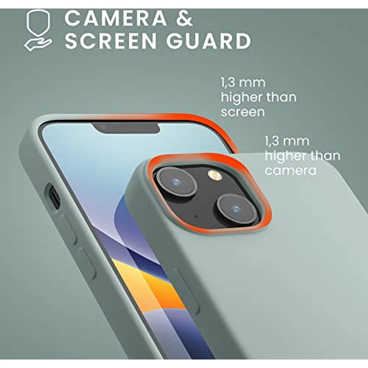 kwmobile Handyhülle für iPhone 14 - Silikon Case in Cool Mint, Anti-Rutsch, kabelloses Laden, optimaler Schutz – Bild 5