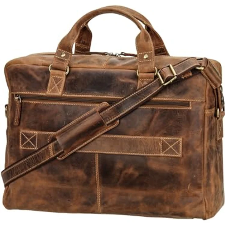Greenburry Aktentasche Vintage 1539 (17.72"), Notebooktasche, Braun, aus hochwertigem Rindleder – Bild 2