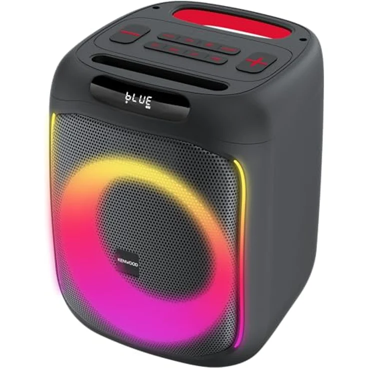 Kenwood Party-Lautsprecher AS-P200BT - Tragbarer Partylautsprecher mit 50 W RMS Ausgangsleistung, dynamische Lightshow, 10 Stunden Akkulaufzeit, BLUETOOTH, TWS, USB, SD, AUX, Mikrofoneingang, Schwarz – Bild 2