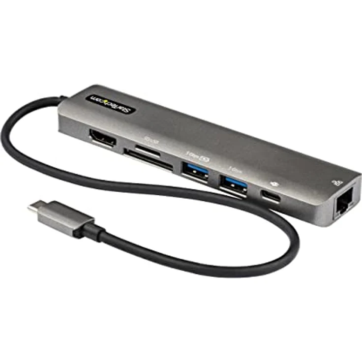 StarTech.com USB-C Multiport Adapter - USB-C auf 4K 60Hz HDMI 2.0, 100W Power Delivery Pass-Through, SD/MicroSD, 2 Port USB 3.0 Hub, GbE - USB-C Mini Dock - 30cm langes Kabel (DKT30CHSDPD1) – Bild 1