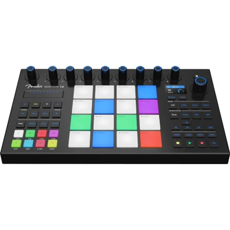 Fender Studio Motion 16, kreativer MIDI-Controller mit dynamischen FATAR Pads und ergonomischen Bedienelementen, schwarz