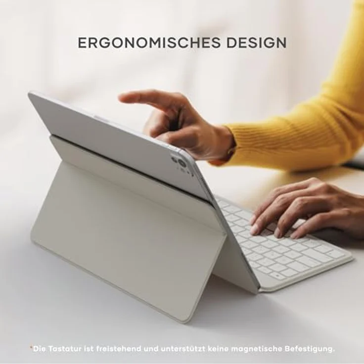 Satechi OntheGo, kabellose Tablet-Tastatur mit verstellbarem Ständer, beige-braun, unterstützt bis zu 3 Geräte, USB-C – Bild 5